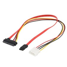 SATA 7+15 Pin Female Combo to SATA 7-Pin Data + 4-Pin Molex Power Adapter Cable