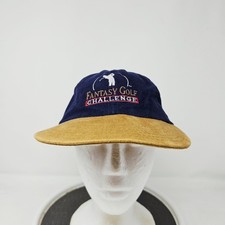 Vintage Fantasy Golf Challenge Hat Cap 90s Made In USA Suede Bill Blue