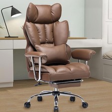 EFOMAO DESK OFFICE CHAIR 400LBS BIG AND TALL OFFICE CHAIR PU LEATHER - BROWN