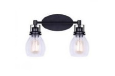 Trans Globe 2-Light Vanity Wall Fixture Black with Frosted Glass 60W E26 16"W