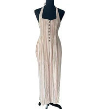 American Eagle Jumpsuit XS Striped Halter Button Front Wide Leg Casual Boho Fall