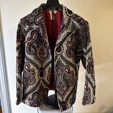 Coldwater Creek Women's Vintage Paisley Tapestry Woven Jacket Size XL