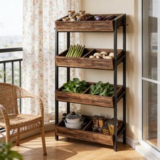 Stable Wooden Storage Organizer Fruit Vegetable Wine Rack Stand for Kitchen