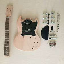 DIY 6 String Electric Guitar Kit Rosewood Fretboard Mahogany Body BK Pickguard