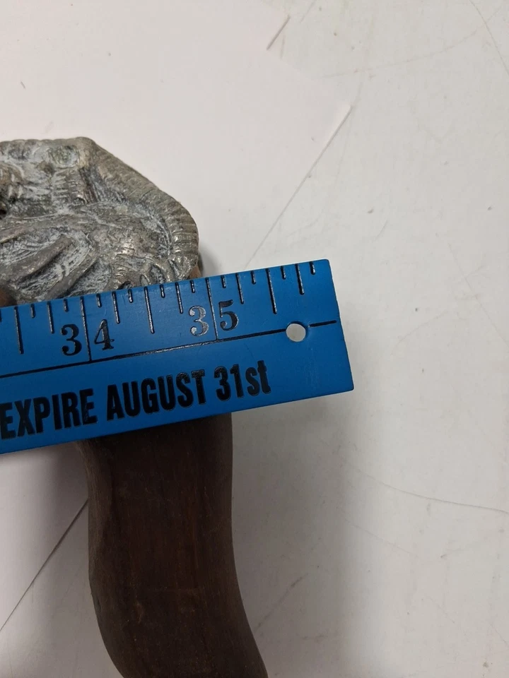 Vtg Handcarved Wood Cane Metal Elephant Head & Foot Wrap Read Look - Image 2 of 4