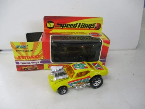 Matchbox Lesney Superkings K-43 Cambuster- AMBER windows, YELLOW base, boxed