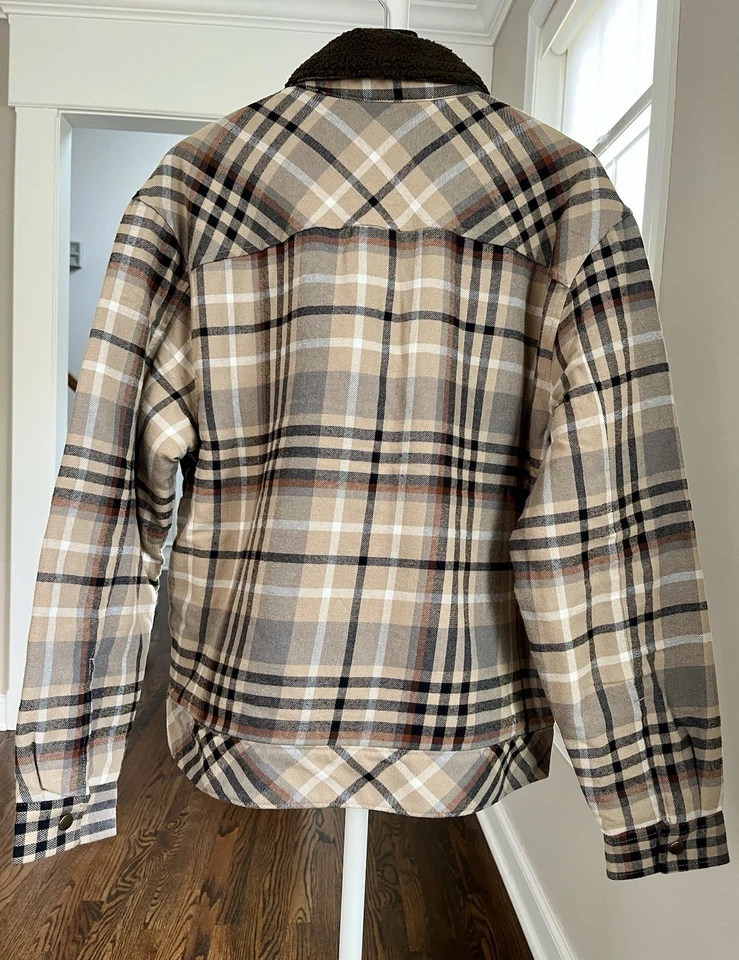 Chaqueta grande de franela Sherpa Scotch & Soda Eisenhower marrón tostado moca para hombre NUEVA Foto 2 de 4