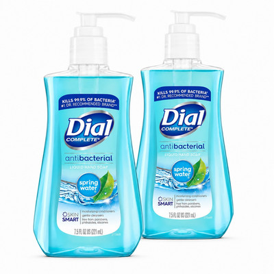 2 PACK Dial Complete Antibacterial Liquid Hand Soap Spring Water 7.5 oz