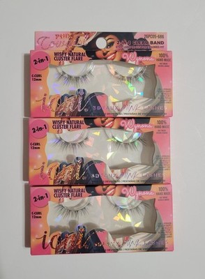Ioni Pink Cowgirl Wynona Wispy Natural Cluster Flare Lashes Bundle 3 Pack