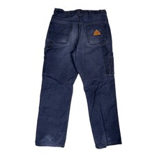 Bulwark FR Men  s Flame Resistant Carpenter Blue Pants Size 34x32 Distressed Work