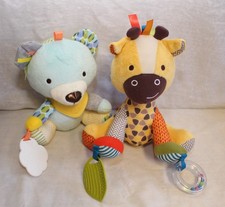 Skip Hop Giraffe  Bear Baby Plush Rattle Teether Toy Sensory Stuffed Animal 9"