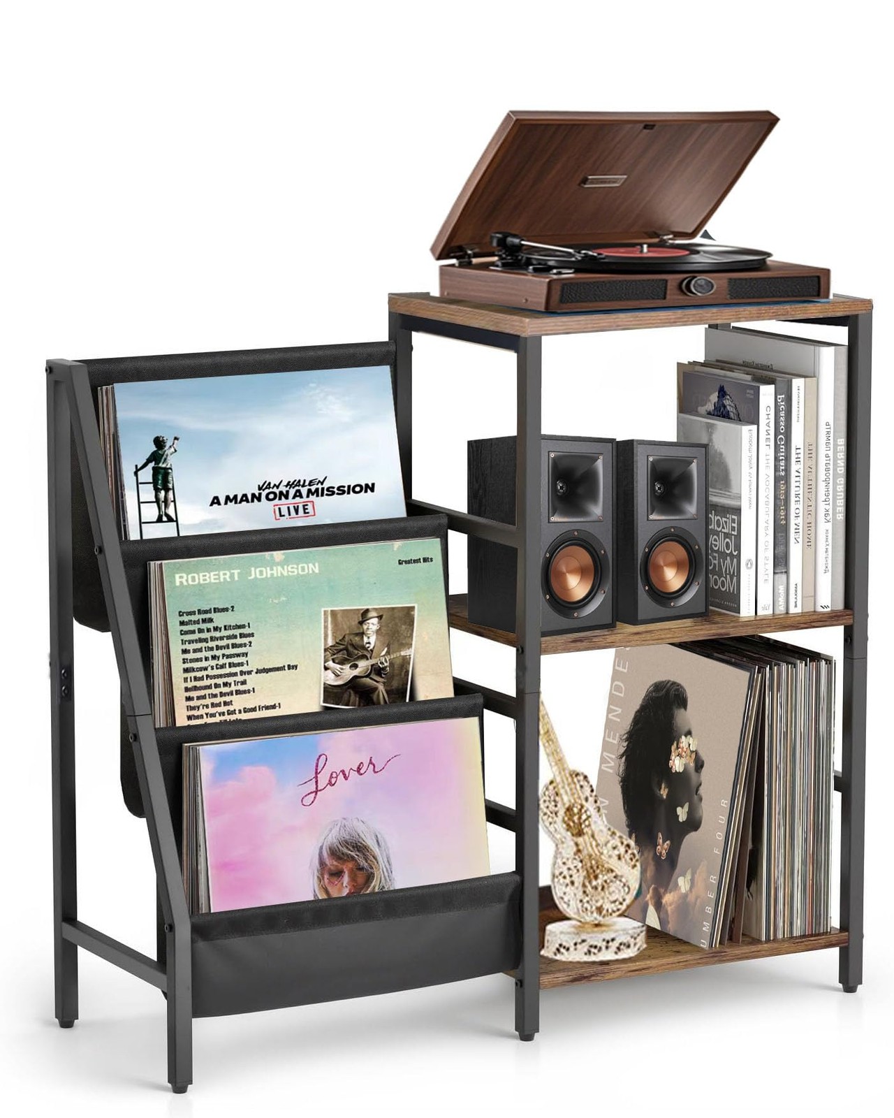 Record Player Stand with Vinyl Storage for Turntables and Speakers-image