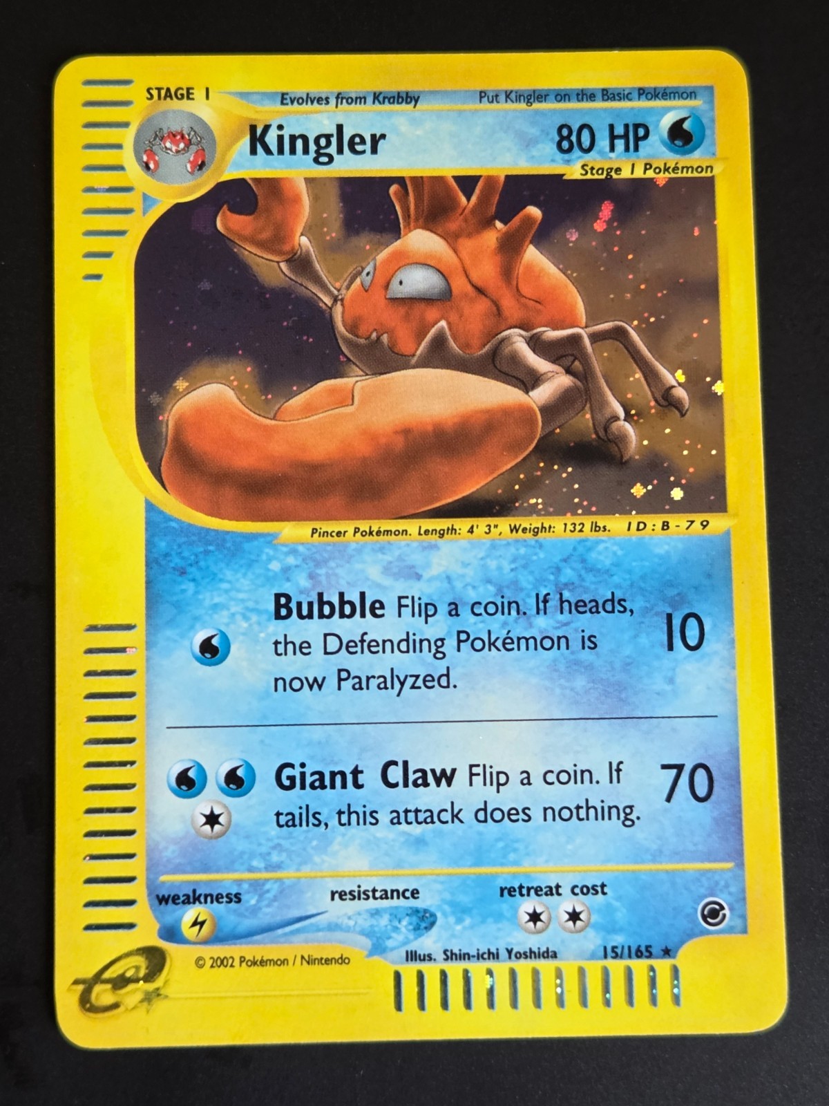 Vintage Pokemon Expedition Kingler Holo Rare 15/165 E Reader Card LP -