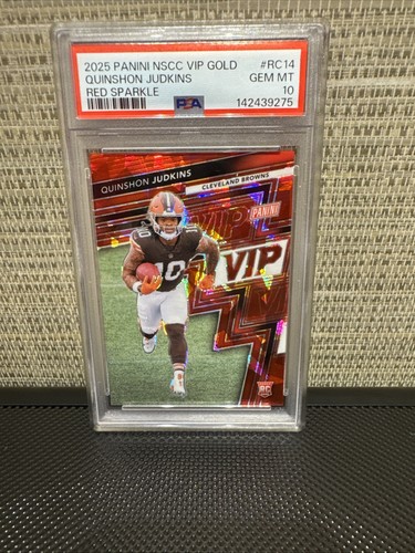 QUINSHON JUDKINS 2025 Panini NSCC VIP Gold #RC-14 Red Sparkle Prizm /99 PSA 10