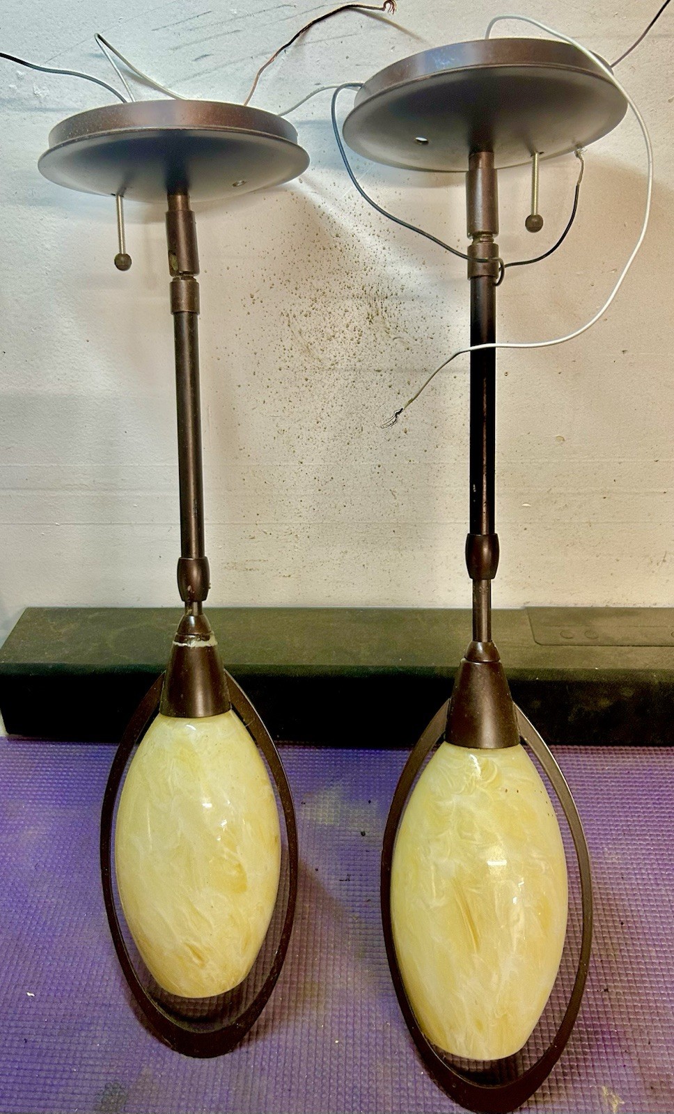 Hubbardton Forge Fullered Impressions Mini Pendant (Pair) Used Nice