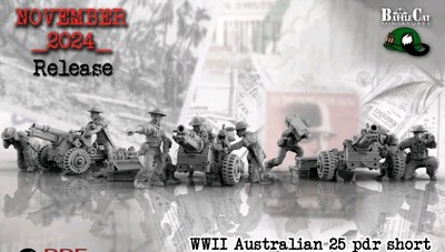 Wargaming 28mm WWII Australian 25 pdr short cannon tabletop miniatures 