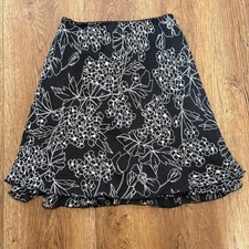 Vintage 90s Floral Mini Skirt Black White Flouncy Whimsygoth Fairy Womens S/M