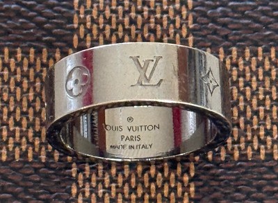 Louis Vuitton Paris Monogramm Ring Dunkel Silber Platte Größe 10 1/4 US