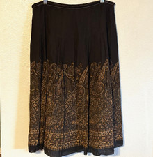 90 s Scarf Print Broomstick Skirt Sz 12 Brown Paisley Peasant Gypsy Boho Cowgirl