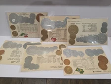 Lot Of 6 Embossed Coinage Postcards Rare  HTF Collectibles In Sleeves