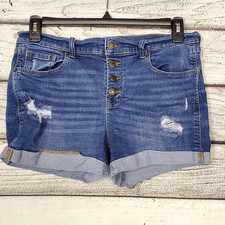 Old Navy Women  s Boyfriend Jean Shorts Size 12 Distressed Button Fly Cuffed