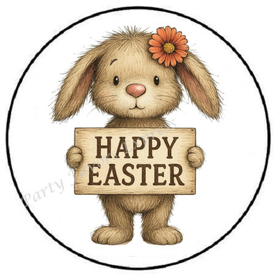 ADORABLE HAPPY EASTER BUNNY ENVELOPE SEALS LABELS STICKERS PARTY FAVORS