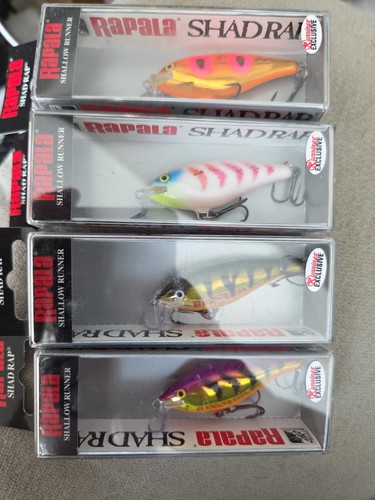 Assortiment Rapala Shallow Shad Rap SSR05. Magicien violet, cloche à dîner, billet doré, - Photo 3 sur 3