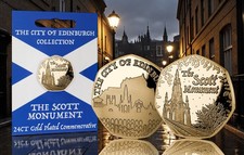 THE SCOTT MONUMENT 24ct Gold Gedenkmünze. EDINBURGH. Neu/Einzelhandel/Versiegelt