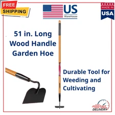 51 in. Long Wood Handle Garden Hoe – Durable Tool for Weeding and Cultivating