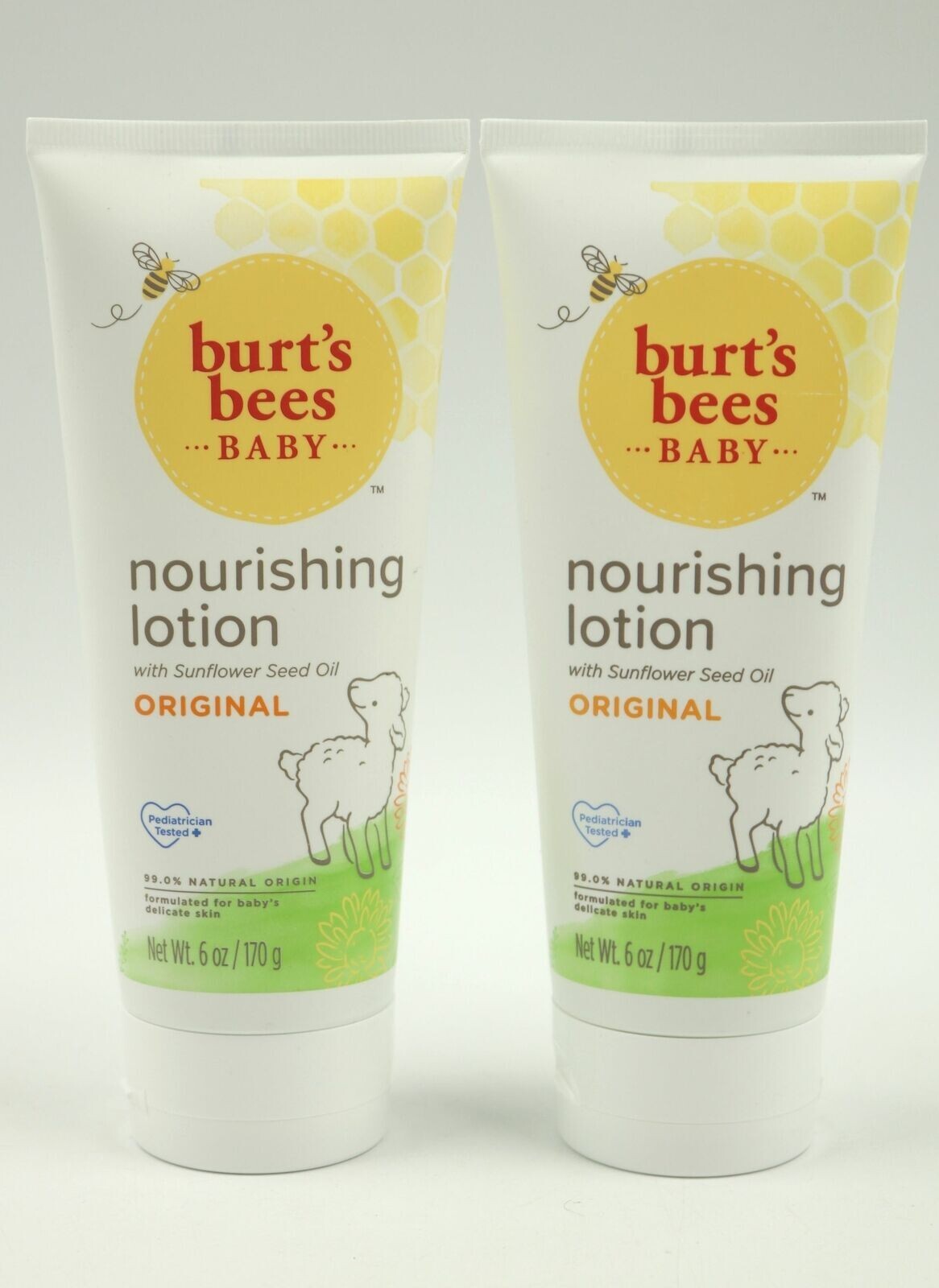 Burt's Bees Baby Nourishing Lotion 6 oz Pack of 2 Original + Sunflower Seed Oil