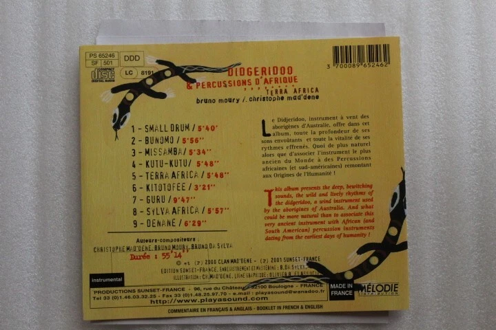 Bruno Moury, Christopher Mad'dene – Didgeridoo & Percussions d'Afrique CD Terra Foto 2 de 3