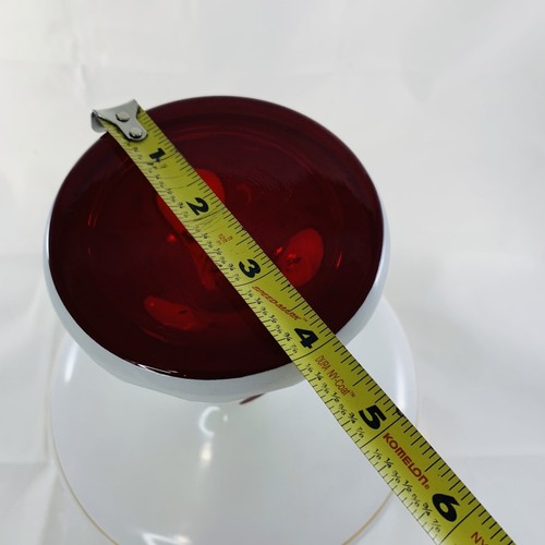 Bohemian Moser Czech Glass White Gold Red Fruit Pedestal Bowl Hand Painted VTG - Picture 15 of 22