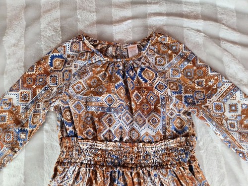 Girls 10 Gymboree Geometric Flannel Tiered Dress Montana Mountain Antler Brown - Picture 2 of 12