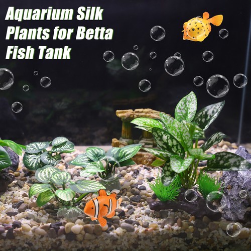 Conjunto de plantas de plástico para acuario decoración plantas de acuario de seda para peces Betta verdes - Imagen 5 de 6