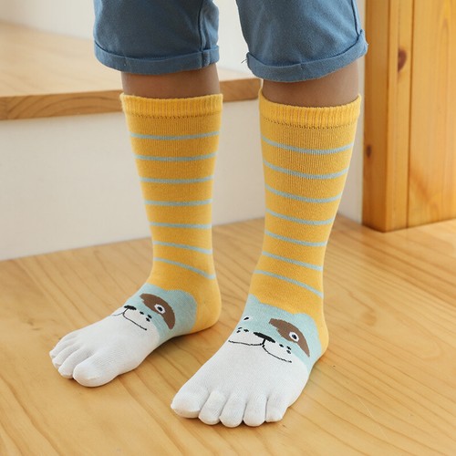 Cute Boys Girls Five Fingers Toe Socks Kids Cartoon Animals Cotton Calf Socks - Picture 8 of 18