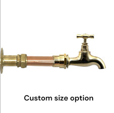 Custom Size Vintage Style Copper & Brass Kitchen Wall Tap, Bathroom Tap