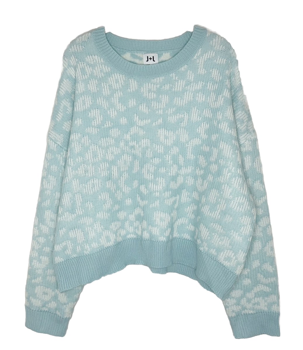John & Jenn Leopard Print Dolman Sleeve Sweater Mystic Blue John & Jenn Leopard Print Dolman Sleeve Sweater Mystic Blue