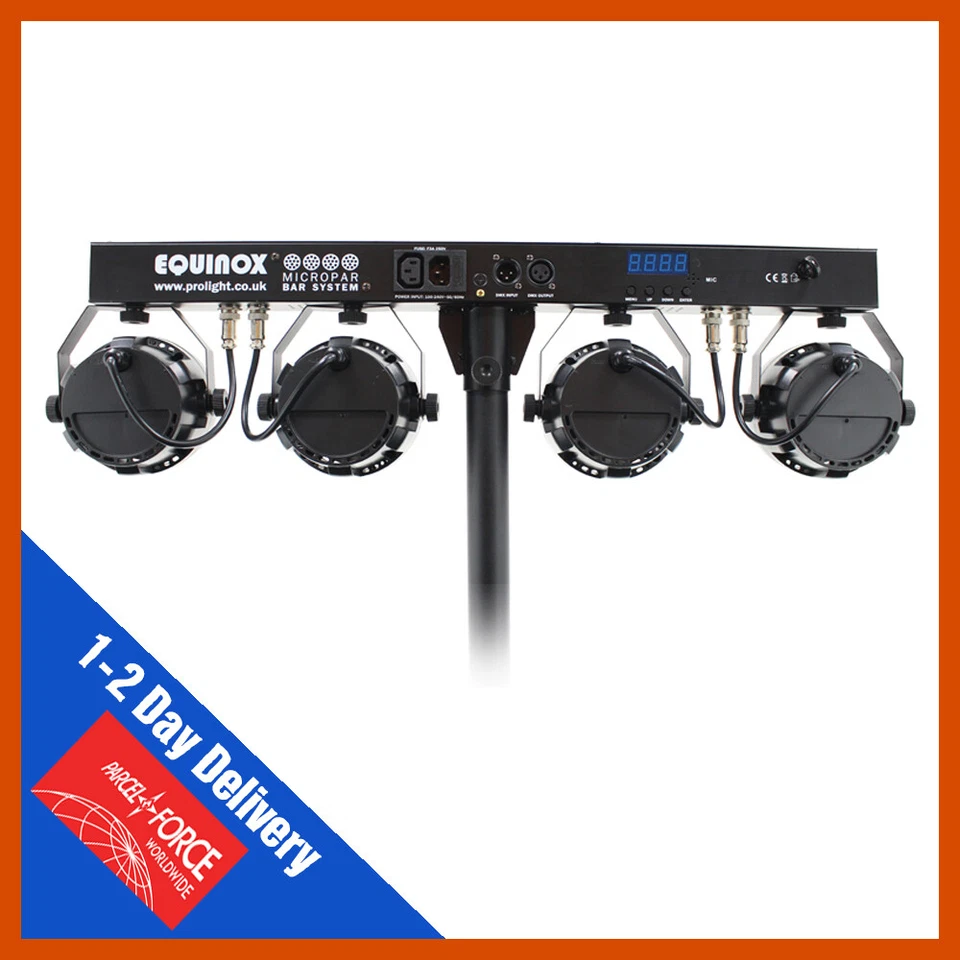 Equinox MicroPar Bar System All-in-One T-Bar LED DMX Par DJ Disco Lighting Kit - Image 3 of 4
