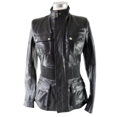 Belstaff Leather Long Brian Fashion Jacket Blouson Size 42 Made in