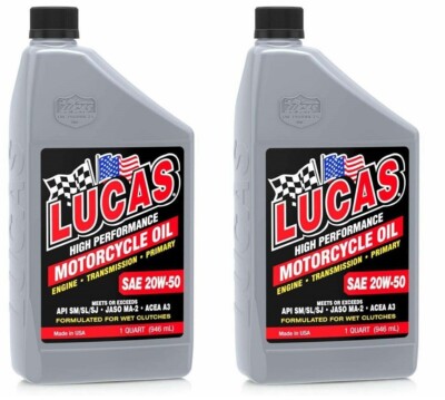 Lucas Oil 10700 SAE 20W-50 High Performance Motorcycle Oil V Twin (2 Quarts)