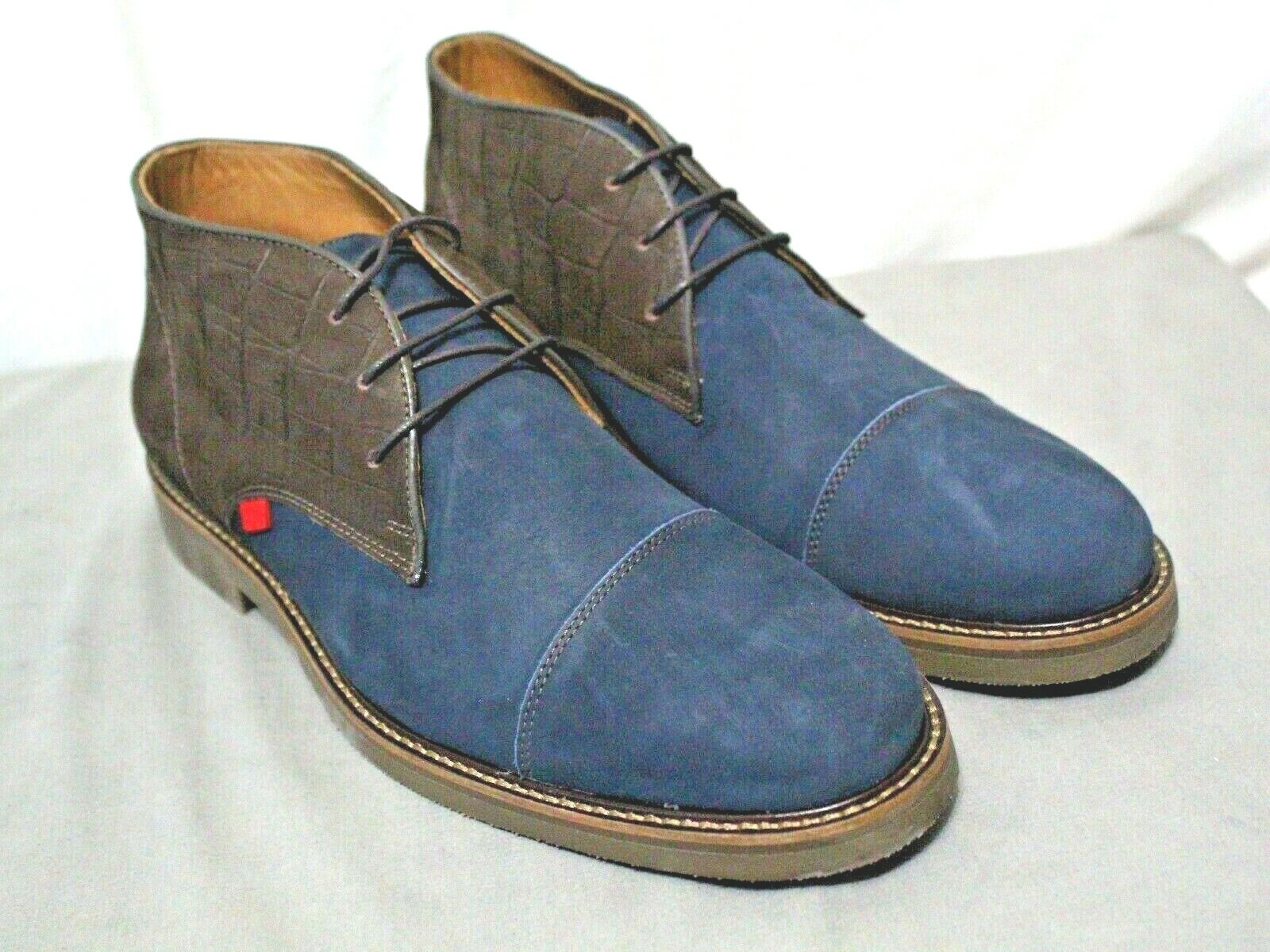 SAOLA MARC JOSEPH scarpe abiti lacciate da uomo pelle blu navy marroni taglia 8 5 M nuove