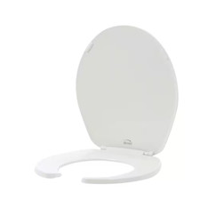 BEMIS 75 000 Commercial Open Front Toilet Seat with Cover, ROUND, Plastic, White
