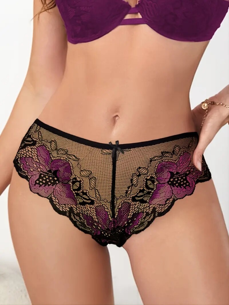 Bragas De Encaje Sexy Negro/Rosa, Púrpura/Azul O Rosa/Blanco K31