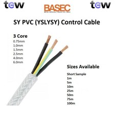 3 Core SY PVC Cable Sizes 0.75mm, 1.0mm, 1.5mm, 2.5mm, 4.0mm, 6.0mm