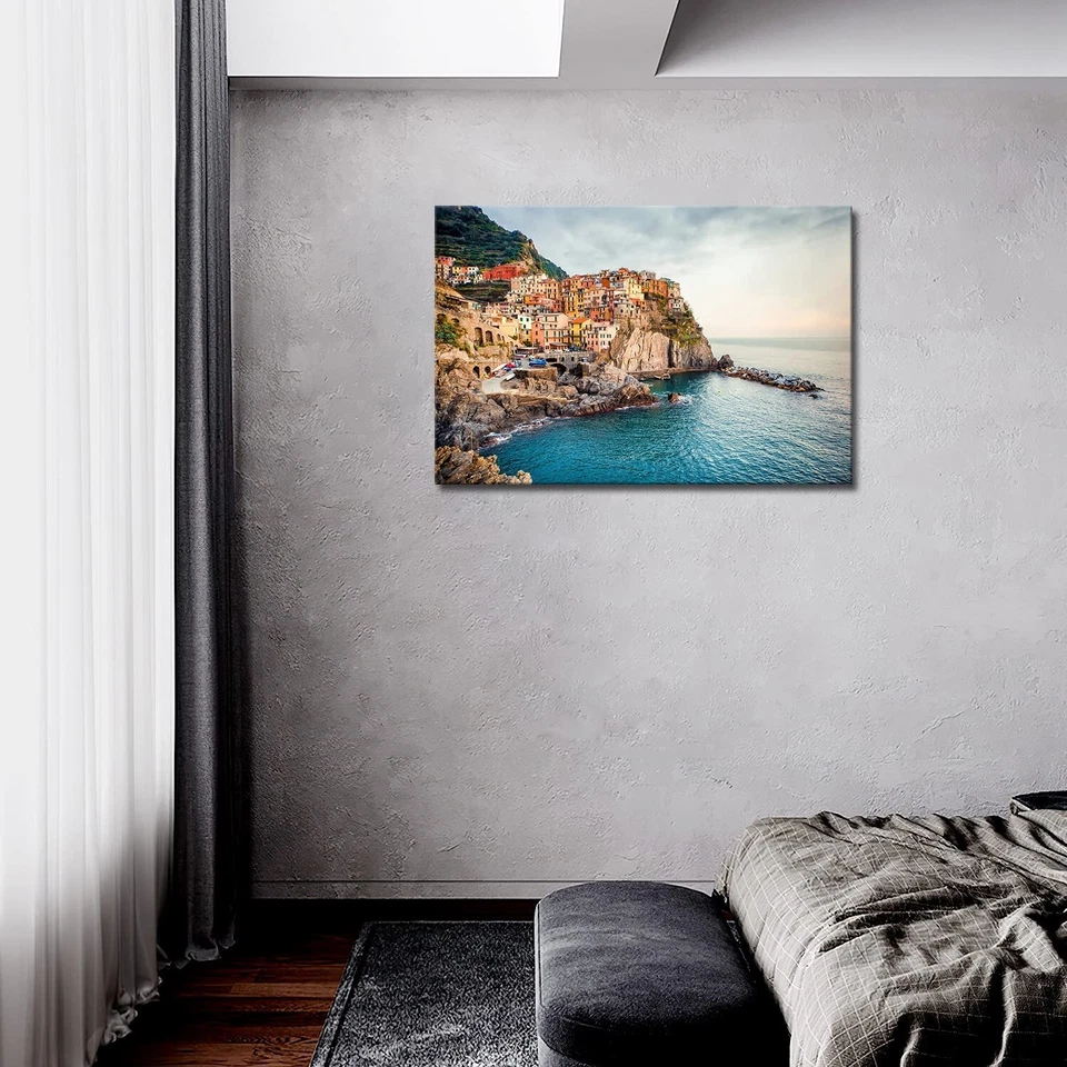 Arte de pared Italia Cinque Terre mar Manarola arte de pared mediterráneo costa de Amalfi... Foto 2 de 4