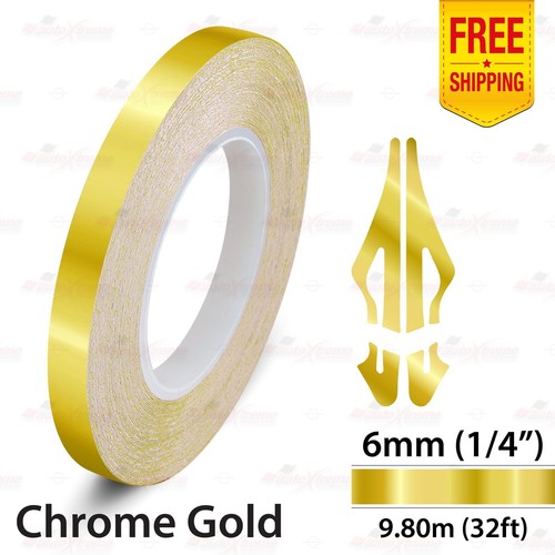 CHROM GOLD Zierstreifen Selbstklebend Klebeband Motorrad Zierlinie Dekorstreifen - Picture 17 of 27