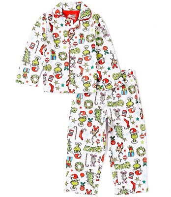 Kids’ Seuss Grinch Coat Pajama Set Christmas PJ’s Cindy Lou Who Max  White 10