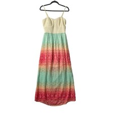 Trixxi Women Sz XL Boho Crochet Top Strappy Back Cutout Spring Beach Maxi Dress