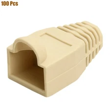 100 Pcs RJ45 Network Plug Connector Boot Cap End Relief For Cat 6 5E Cable Ivory