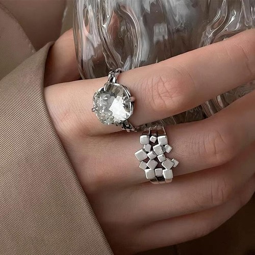 Solid 925 Sterling Silver Ring Meditation Statement Chic UK Seller Women Girls - Picture 2 of 6